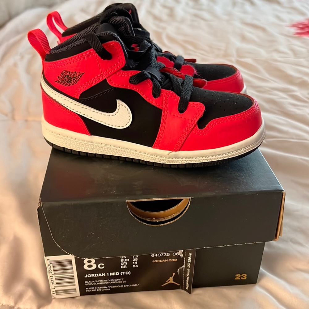 Jordan 1 mid toddler boy size 8 shoes
